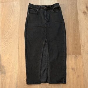 Asoso Black Denim Skirt with Front Slit - sz US 4